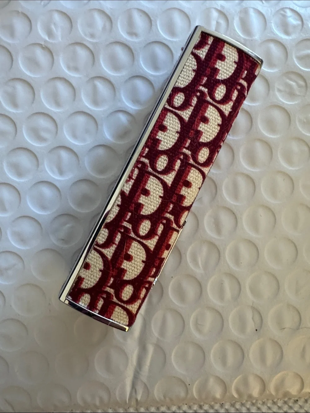Dior Addict Monogram Canvas Lipstick Case in Burgundy and Cream